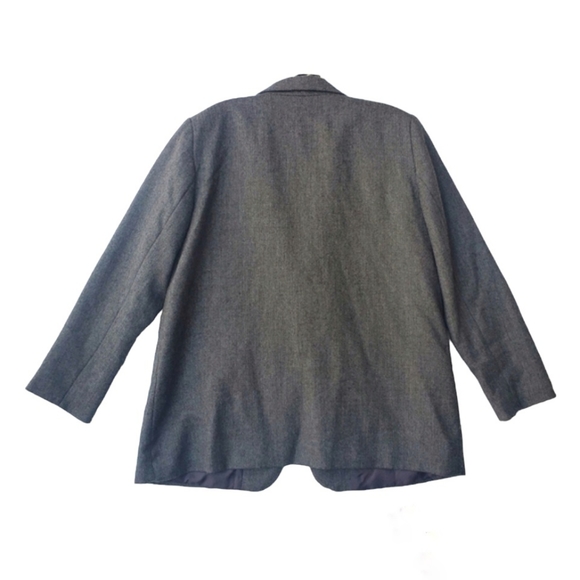 100% Wool Blazer Coat Jacket Single Button Waist 16P Grey - Picture 3 of 11